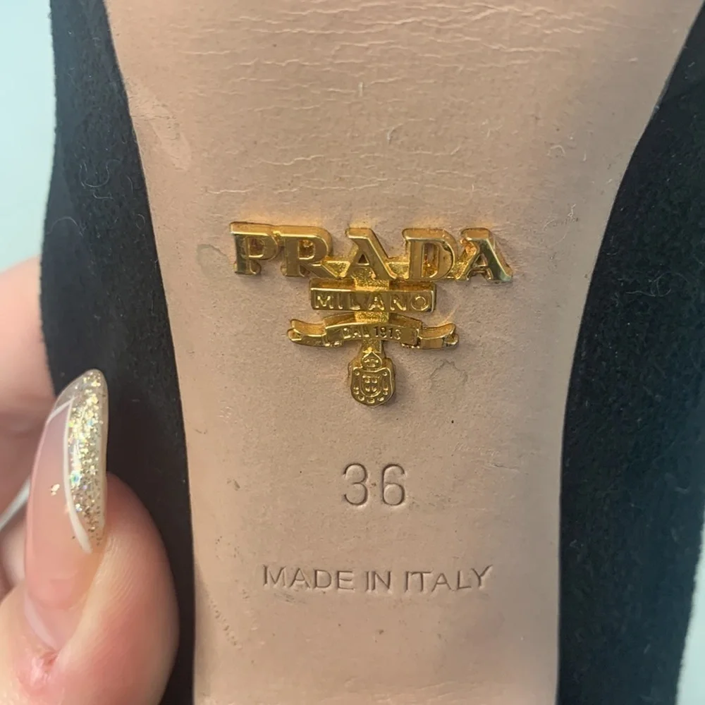 Prada black peep toe heels size 36